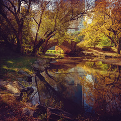 Central Park pond. New York, USA.