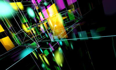 fondo tecnologico abstracto.Formas geométricas y lineas © C.Castilla