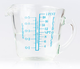 Measuring cup containing water