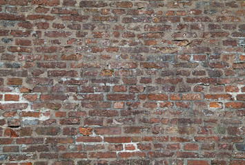 Worn Weathered Dirty Red Brick Wall Background