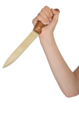 hand with a kitchen knife