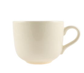 Ceramic cream colored cup isolated