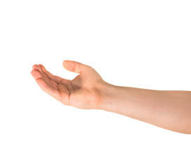 Asking for help hand gesture isolated