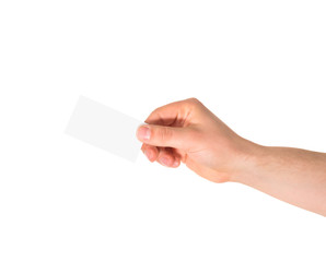 Fototapeta premium Calling card in a hand isolated