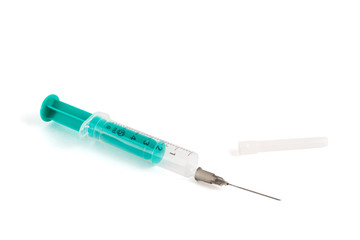 One-off medical syringe with needle isolated