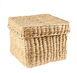 Box shaped wicker basket isolated