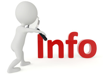 3d humanoid character with a information symbol