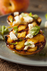 Gourmet Roasted Peaches with cheese and basil