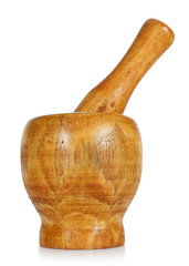 Wooden mortar and pestle