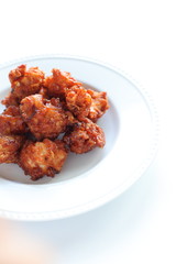 Asain cuisine, deep fried Surimi fish ball with sweet sauce 