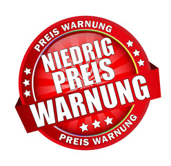 Icon Button Niedrigpreis Warnung in rot