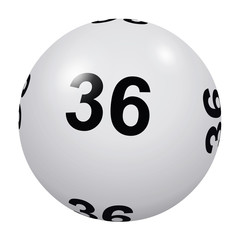 Loto, boule blanche numéro 36