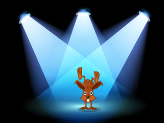 A bunny performing on a stage under the spotlights
