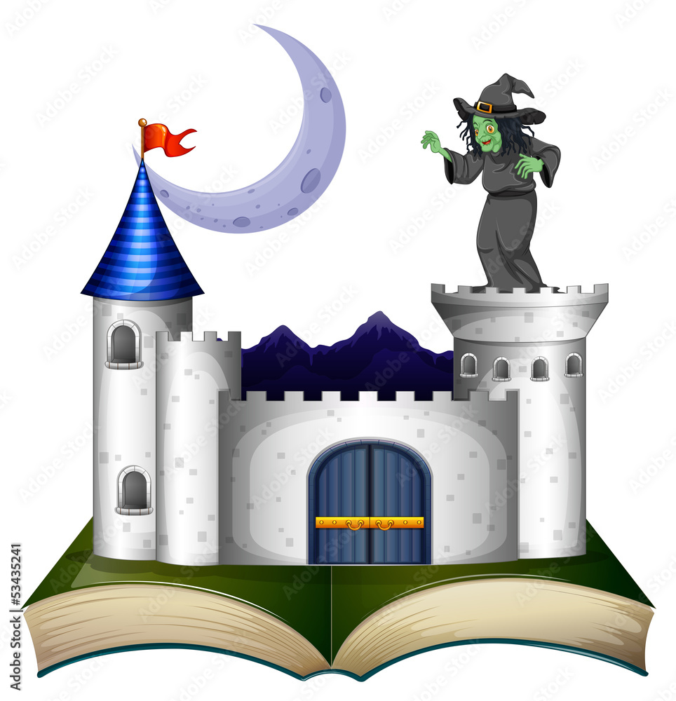 Wall mural A book with a castle and a witch