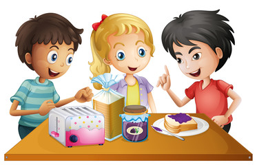 Kids preparing their snacks