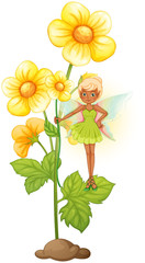 Obraz na płótnie Canvas A sunflower with a fairy