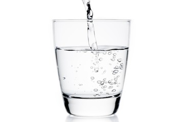 glass with pure water and bubbles