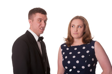 Couple dispute, isolated on white