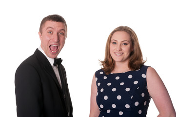 Happy couple - isolated on white