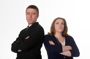 Couple diagree, isolated on white