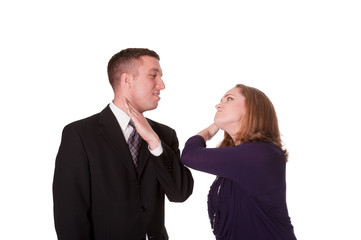 Domestic violence, isolated on white