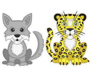 Leopard and wolf.