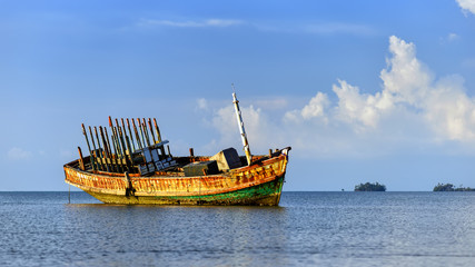 Old boat park at Koh Mak, Thailand