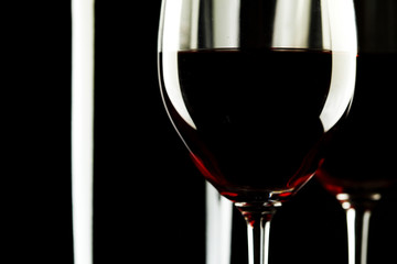 Red Wine Glass silhouette Black Background
