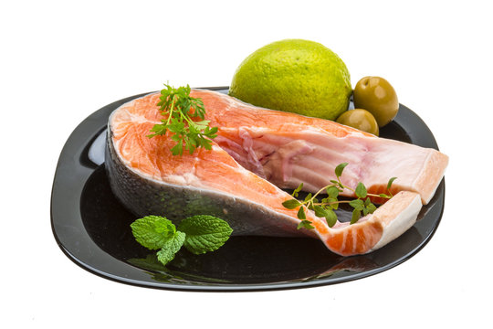 Raw Salmon steak