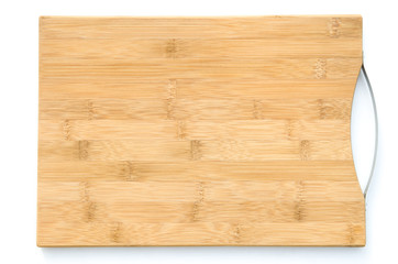 wooden chopping board on white with clipping path