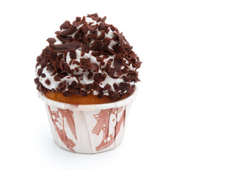 chocolate flavor cup cake isolated with clipping path