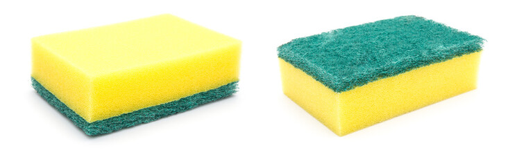 double side cleaning sponge on white background
