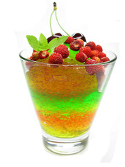 fruit jelly dessert with wild strawberry