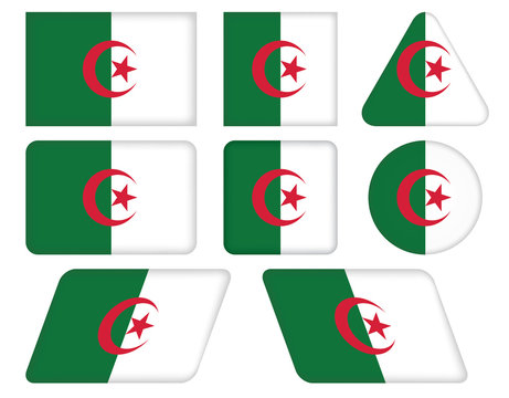 set of buttons with flag of Algeria