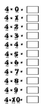 Tabla De Multiplicar Del Cuatro.