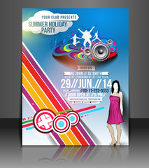 Summer holiday party flyer, vector