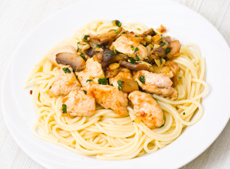 chicken breast and mushrooms with pasta