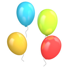 Four colored balloons