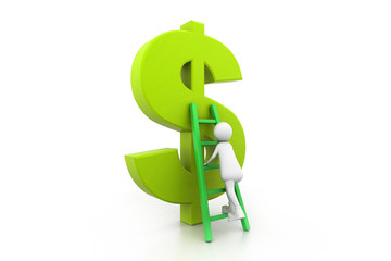 Obraz premium Man Climbing up the dollar symbol