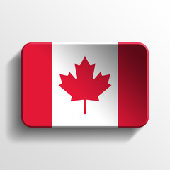 canada national flag 3d realistic square button