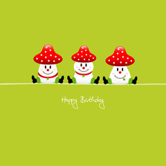 3 Sitting Fly Agarics 