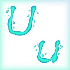 Liquid alphabet. Fluid letters, digits and signs.