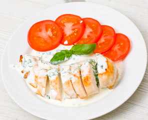 roasted chicken breast with sauce
