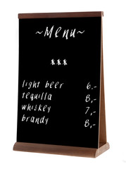 Restaurant Chalk board stand (people stopper) with example menu