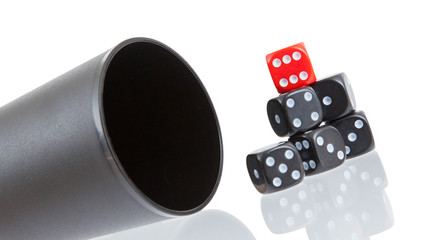 Gambling background with dice and dice cup
