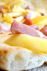 pizza wurstel and potatoes