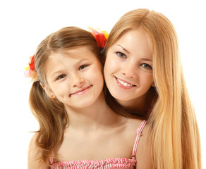 portrait of two happy sisters