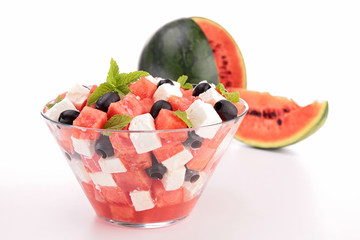 isolated bowl of watermelon salad