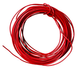 Red hot power cable isolated on white