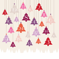 Advent Calendar Hanging Trees Forest Pink